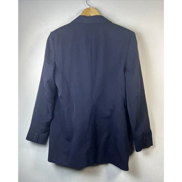 Lands End Womens 100% Wool one Button black Traditional Blazer USA Size 10 - Picture 5 of 10